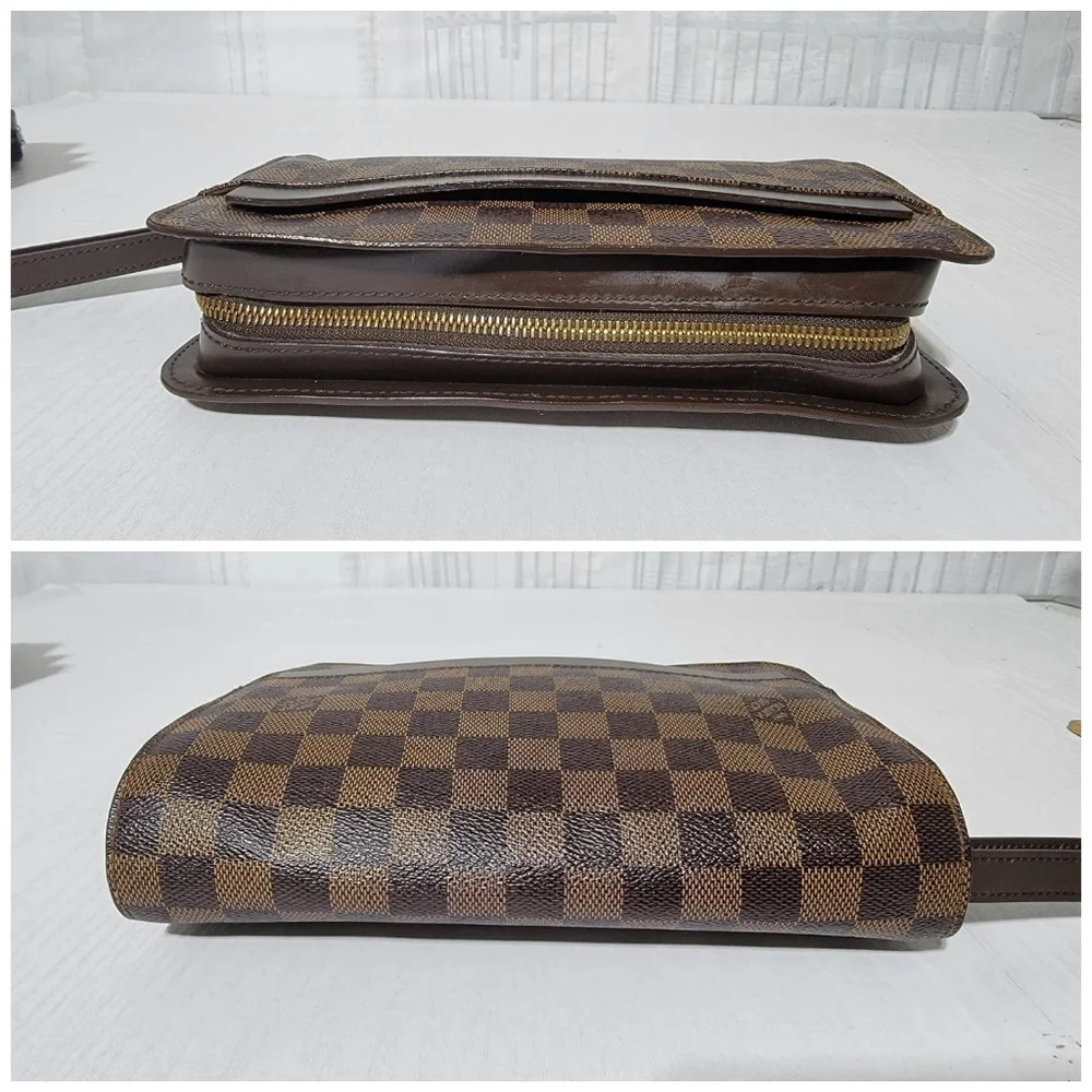LOUIS VUITTON Damier Ebene Pochette Saint Louis Clutch Bag Brown